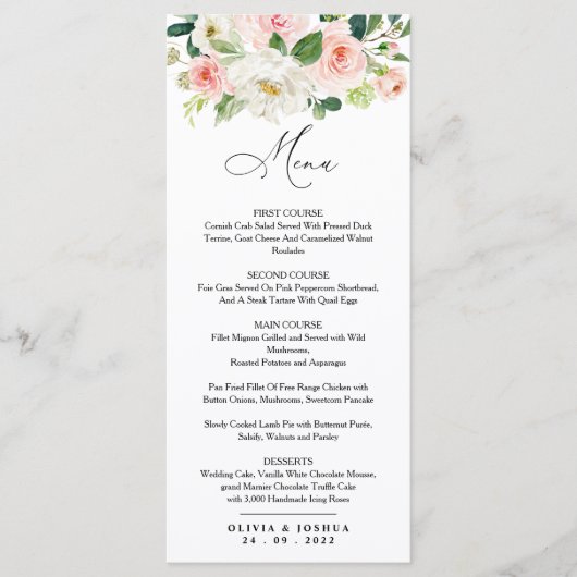 Menu de Mariage floral (Devant)