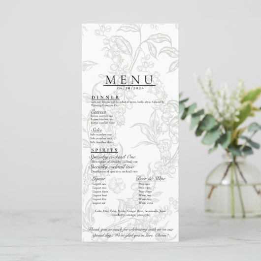 Menu de mariage floral (Debout devant)