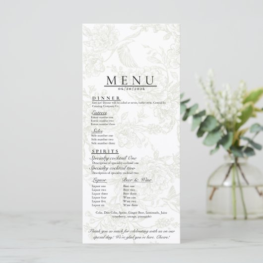 Menu de mariage floral (Debout devant)