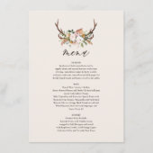 Menu de mariage floral à cornes rustique Boho Wood (Devant)