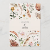 Menu de mariage floral à cornes rustique Boho Wood (Dos)