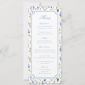 Menu de mariage floral à l'aquarelle classique (Devant)