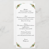 Menu de mariage floral à l'aquarelle jaune et oran (Devant / Derrière)