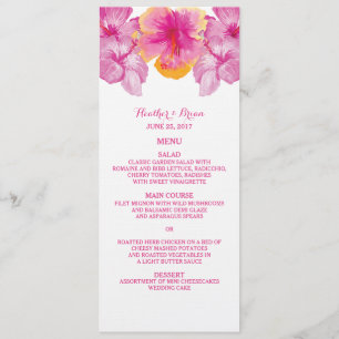 Menu de mariage floral à l'hibiscus brossé