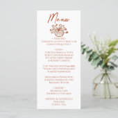 Menu de mariage floral à main levée Boho orange br (Debout devant)