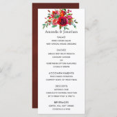 Menu de mariage floral aquarelle (Devant / Derrière)