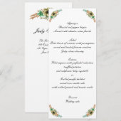 Menu de mariage floral aquarelle jaune et orange (Devant / Derrière)