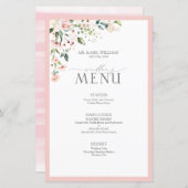 Menu de mariage floral aquarelle rose pêche élégan (Devant / Derrière)