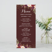 Menu de mariage floral avec confettis dorés de Bou (Debout devant)