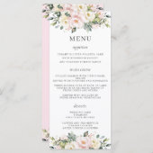 Menu de Mariage floral blanc rose vif (Devant / Derrière)
