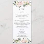 Menu de Mariage floral blanc rose vif (Devant)