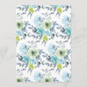 Menu de mariage floral bleu clair jaune vert (Dos)