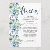 Menu de mariage floral bleu clair jaune vert (Devant)