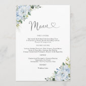 Menu de mariage floral bleu clair romantique (Devant)
