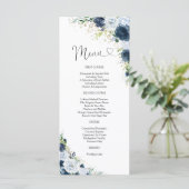 Menu de mariage floral bleu marine (Debout devant)