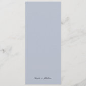 Menu de mariage floral bleu poussiéreux (Dos)