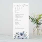 Menu de mariage floral bleu poussiéreux (Debout devant)