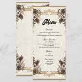 Menu de mariage floral bohème élégant vintage (Devant / Derrière)