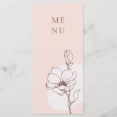 Menu de mariage floral bohème moderne Rose (Devant)