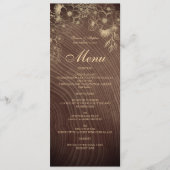 Menu de mariage floral boho en bois rustique (Devant)