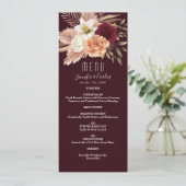 Menu de mariage floral bordeaux (Debout devant)