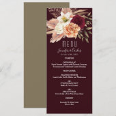 Menu de mariage floral bordeaux (Devant / Derrière)