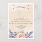 Menu de mariage floral couleur pêche (Devant)