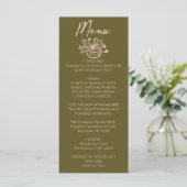 Menu de mariage floral crème des prairies dessiné (Debout devant)
