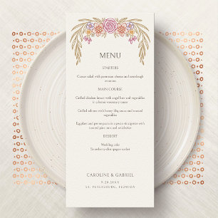 Menu de mariage floral de fleurs sauvages d'automn