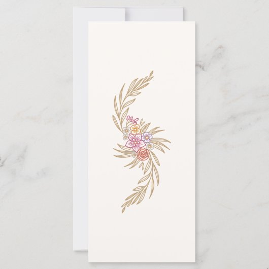 Menu de mariage floral de fleurs sauvages d'automn (Dos)