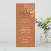 Menu de mariage floral doré en or (Debout devant)
