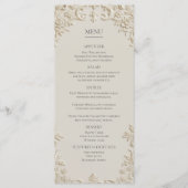 Menu de mariage floral élégant en ivoire embossé (Devant)