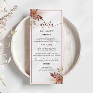 Menu de mariage floral en herbe de Pampas et terre