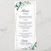Menu de mariage floral géométrique et verdure (Devant)