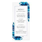 Menu de mariage floral indigo (Devant)