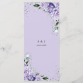 Menu de mariage floral lavande lilas pourgée (Dos)