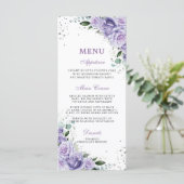 Menu de mariage floral lavande lilas pourviolet (Debout devant)