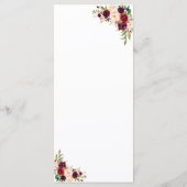 Menu de mariage floral Marsala rouge Bourgogne (Dos)