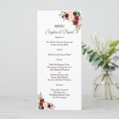 Menu de mariage floral Marsala rouge Bourgogne (Debout devant)