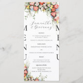 Menu de mariage floral moderne élégant (Devant)