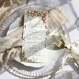 Menu de mariage floral moderne élégant