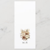 Menu de mariage floral neutre Boho rustique (Dos)