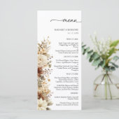 Menu de mariage floral neutre Boho rustique (Debout devant)