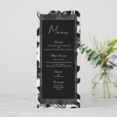 Menu de mariage floral noir et or Greige (Debout devant)