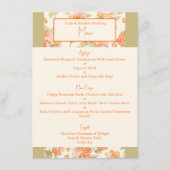 Menu de mariage floral orange 4,5" x 6,25" (Devant)