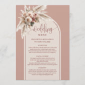 Menu de mariage floral Pampas Rose poussiéreuse Bo (Devant)