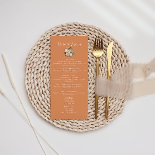 Menu de mariage floral pêche abricot