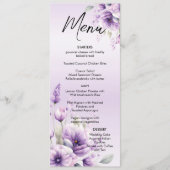 Menu de mariage floral pourpre aquarelle (Devant)