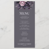 Menu de mariage floral prune gothique (Devant)