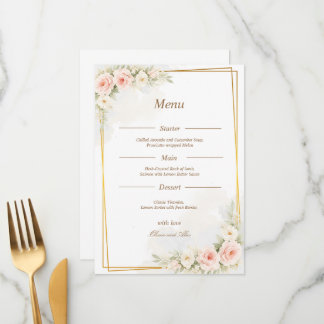 Menu de mariage floral romantique Pivoine rose pou